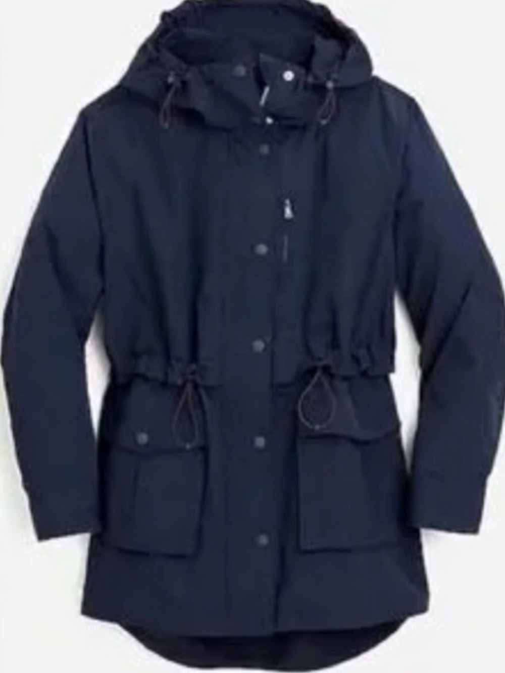Jcrew Womens Navy Perfect Hooded Rain Jacket - Lightweight Rain Parka